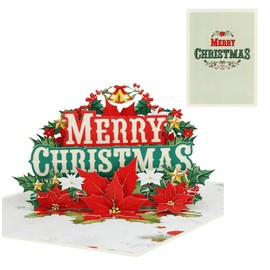 ETApopupcard 3D Holiday Pop Up Christmas Card, 3D Poinsettia Pop Up Card, 3d Animal X'mas Greetings Cards, Merry Christmas Card, X47