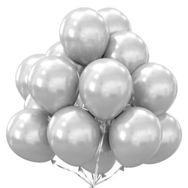 Silver Metallic Balloons - 50PCS, 12 Inch, Chrome, Latex, Garland & Arch Kits