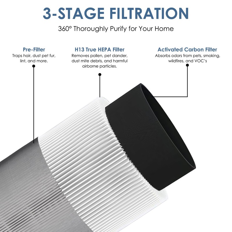 Flintar C610 Replacement Filter Z, Compatible with Winix C610 Air