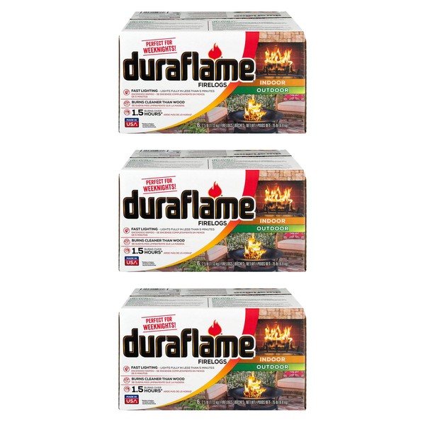 Duraflame 2.5lb Indoor Outdoor Quick Light Firelog for Camping, Firepits, Bonfires, and Fireplaces, 4.5 Hour Long Burn Time (18 Pack)