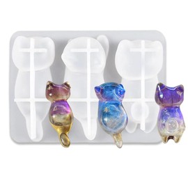 Megeladoty 3D Cute Cat Silicone Mold Kit - Triple Sleeping Cat Resin Molds for Epoxy Resin Crafts, DIY Crystal Kitty Figurines, Pet Memorial Keepsakes, Good Luck & Positive Energy