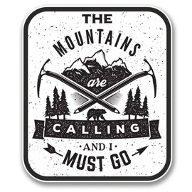 DHDM NI383 **2-Pack** The Mountains are Calling 2 Sticker/Decal | Premium Quality Vinyl Sticker | 4-Inches by 3.5-Inches