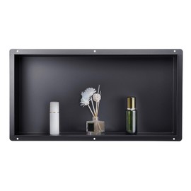 VEVOR Shower Niche, 13 x 25 x 4 inch Frameless Recessed Wall Niche, Heavy-Duty Stainless Steel Modern Shampoo Storage Organizer, Sealed Waterproof, Durable & Easy to Install, Black for Bathroom
