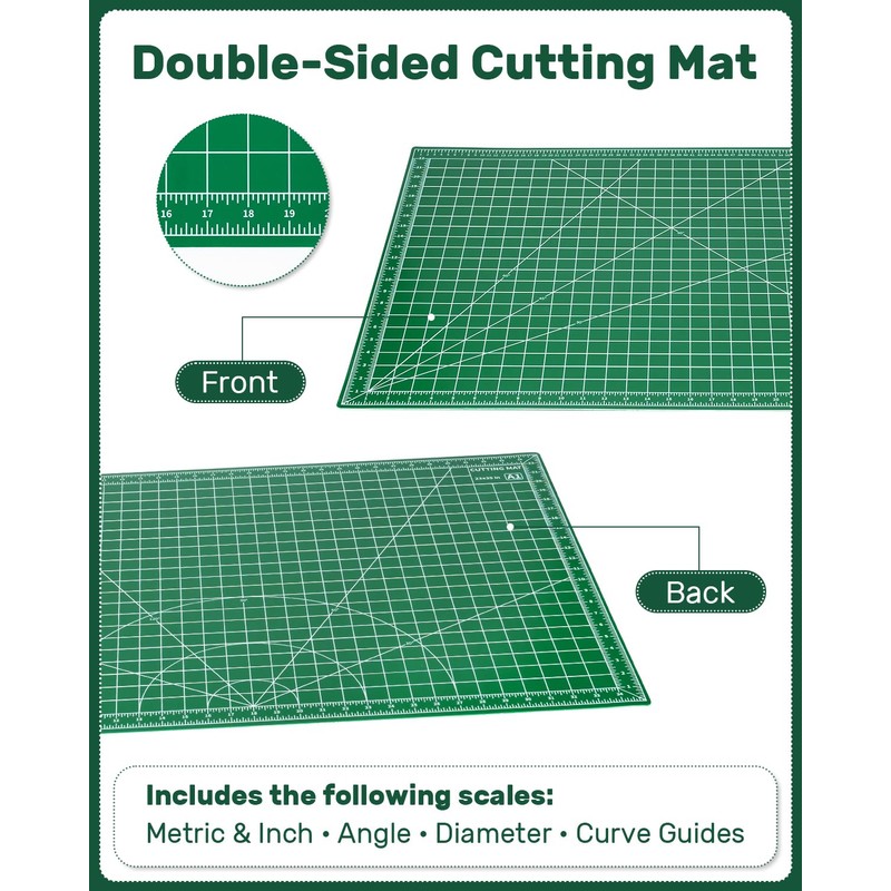 Tujurich Self Healing Cutting Mat, 23" x 35", Large Double-Sided