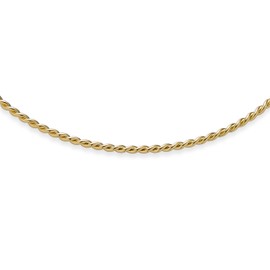 Tradtional Thin Cable Twist Braid Rope Choker Collar Necklace for Women Teens Polished 14K Yellow Gold Plated