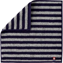 [Imabari Towel] Iris Plaza Hand Towel, Single Item, Border (Navy) 9.8 x 9.8 inches (25 x 25 cm), Brand Certified Product, Traditional Towel with History in Ehime High Absorbency, Made of 100% Cotton,