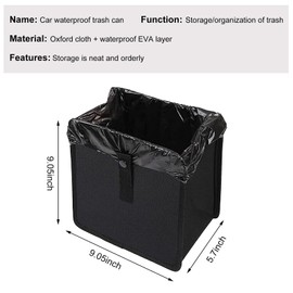 KVAEY Car Trash Can, Oxford Cloth Foldable Garbage Bin Waterproof Auto Trash Bag Organizer, Multipurpose Leak-Proof Large Capacity Hanging Garbage Can Storage Bag for Car Seat