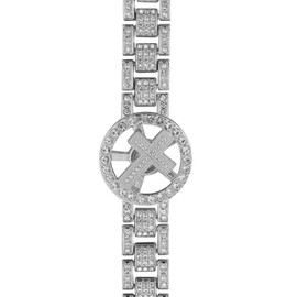 Halukakah 18k Real Gold/Platinum White Gold Plated Bracelet for Men - 362 Pieces Exquisite Diamonds, Cross/Dollar/Virgin Mary Pendant, Rotatable, Small Things Fidget - Hip Hop Punk Accessory