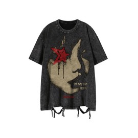 SOLY HUX Men's Graphic Tees Y2K Vintage T Shirts Summer Trendy Casual Distressed Tops Streetwear Black Graphic S