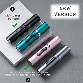 Travelofo Parfümzerstäuber Nachfüllbar, Leer Reise Parfüm Zerstäuber Mini Portable Sprühflasche mit Fenster für Unterwegs, 8ml (B-Grau)