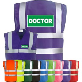 Corporate Togs DOCTOR Printed Hi-Vis Waistcoat - High-Visibility Safety Vest Tabard, Brace Hi-Vis Strips, Fully EN471 Health, Protective Safety Wear | Safety Apparel