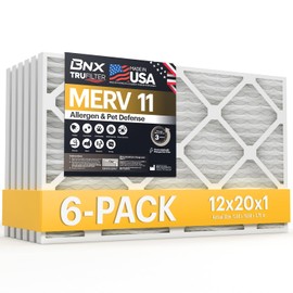 BNX TruFilter 20x23x1 Air Filter MERV 11 (6-Pack) - MADE IN USA - Allergen Defense Electrostatic Pleated Air Conditioner HVAC AC Furnace Filters for Allergies, Dust, Pet, Smoke, Allergy MPR 1200 FPR 7
