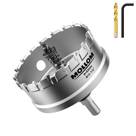 Mollom (3-1/4''|83mm) Heavy Duty Carbide Hole Saw with 2 Pilot Drill Bits, Hole Cutter cuts Stainless Steel, mild Steel, Iron, Copper, Brass, Plastic