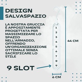 Set of 6 Multifunctional Space Saving Wardrobe Hanger Shelves: Hanger Organiser, Space Saving Interior Cabinet, Interior Accessories Multi Hook, Home Organiser White