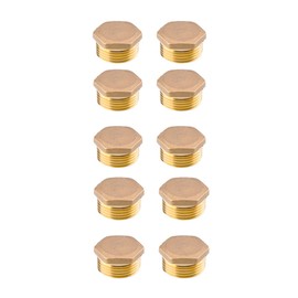 1-Inch Brass Compression Cap Stop Valve Cap,Brass Compression Fitting,Water Pipe Plug Brass Cap Male Threaded(Pack of 10)