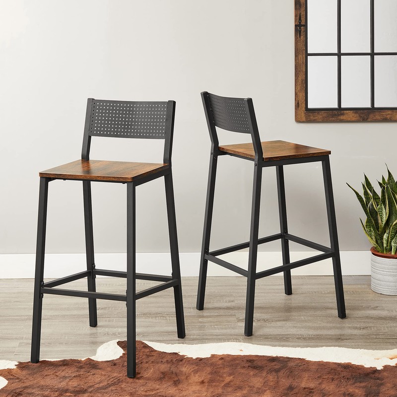 VASAGLE Bar Stools, Set of 2 Bar Chairs, Tall Bar