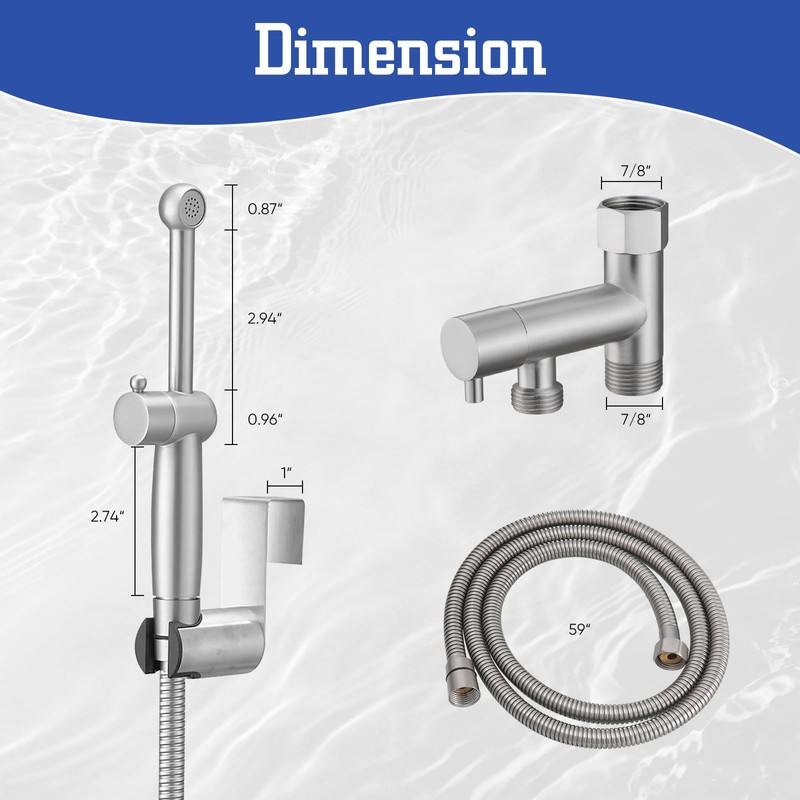Greenspring Brushed Nickel Handheld Bidet Sprayer Attachment for Toilet Adjustable