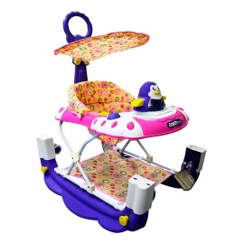 Andadera Mecedora Con Toldo Para Bebe Mecedora Pinguino Color Rosa