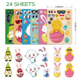 24 Sheets Easter Stickers, Spring Stickers for Kids Easter Egg Rabbit Stickers Happy Easter Gifts for Easter Basket Stuffer Party Favor Envelope Card Label Craft Scrapbooks
