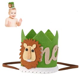 L0famy First Birthday Decorations Boys And Girls, One Birthday Hat Jungle Wild For Baby Crown, 1st BirthdayDecorations,1 Year Old Party Supplies Accessories