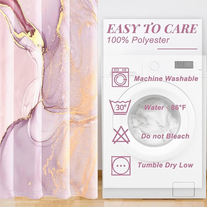 Pink Marble Pattern Blackout Curtains for Bedroom, Luxurious Stone Texture