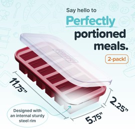 Souper Cubes 1/2 Cup Silicone Freezer Molds, Perfect for Storing Soups, Sauces, Juices, Desserts, Smoothie Prep and More, Freezer Portion Molds for Meal Prepping - Cranberry - 2-Pack
