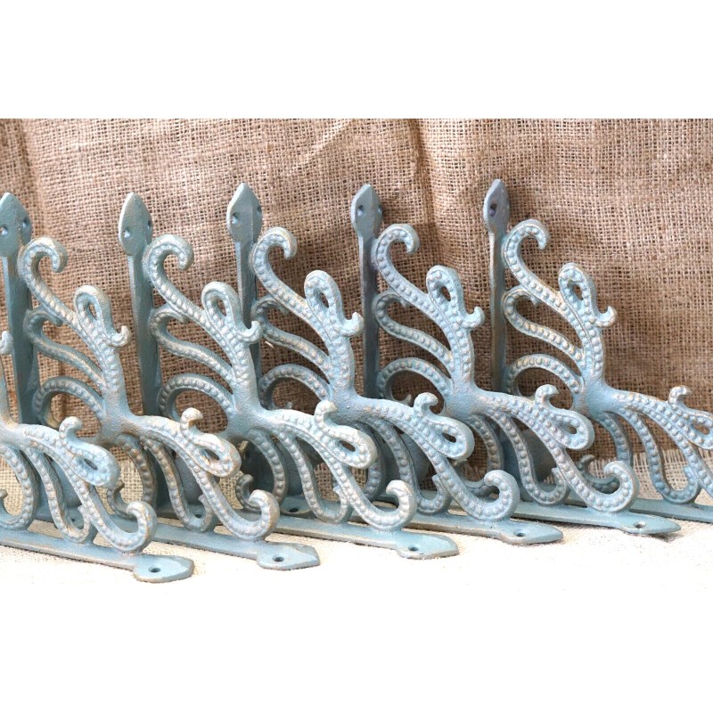 6 Cast Iron Octopus Brackets Nautical Garden Braces Shelf Corbels