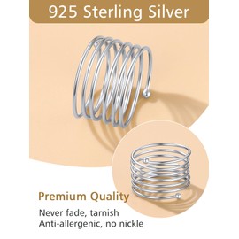 FindChic Full Finger Ring 925 Silver Women's Statement Ring 18K Gold-Plated / Platinum Plated Fashion Jewellery Accessory for Birthday Valentine's Day, Silver, No Gemstone