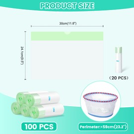 100pcs Travel Potty Liners Disposable,Universal Potty Bags for Toddlers Pets Outdoor Cleaning, 5 Rolls,with Drawstring,High Load-Bearing and Tear-Resistant