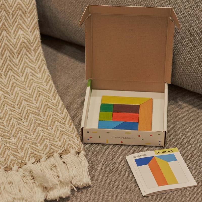 Igroteco, Tangram puzzles, puzzle with 7 building blocks and 10