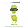Truly Teague Note Cards (10 Pack) Little Green Alien Sipping