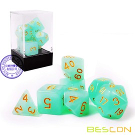 Bescon Moonstone Dice Set Peacock Blue, Bescon Polyhedral RPG Dice Set Moonstone Effect