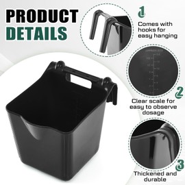 Marsui 8 Pcs 15 Quart Horse Feeders for Stall Hook Over Hanging Fence Hay Feeder Mountable Livestock Plastic Feed Bucket for Farm Stalls Pasture, Stable to Feed Horses Sheep Cattle Cows Etc (Black)