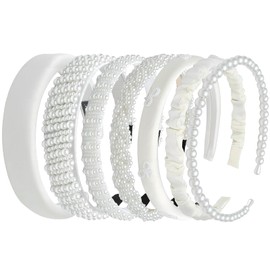 SUBANG 7 Pieces Headbands for Women Non Slip Wide Padded Headbands Cute White Pearl Headband Vintage Hair Accessories for Women