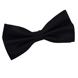 DQT New Men's Solid Check Black Bow Tie