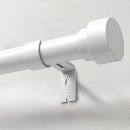 IFELS Heavy Duty Curtain Rods for Windows 48 to 84 Inch, 1 Inch Adjustable White Curtain Rod Set with Easy Installation and Modern Design (A1,White,30-90")