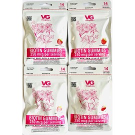 Globe 4PK Vita Globe BIOTIN Gummies 250mcg /14ct  Supports Healthy SKIN, HAIR, NAILS