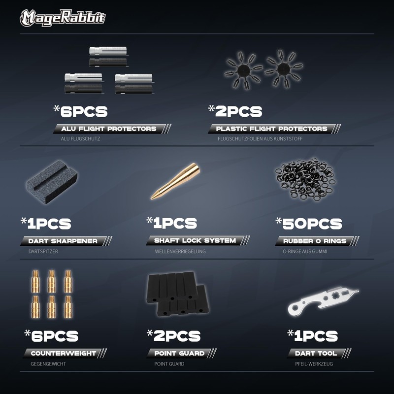 MageRabbit Dart Accessories Kit, 36 Dart Flights, 45 Dart Shafts,