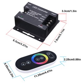 GOMING DC 12V-24V 18A RF PWM RGB Controller with Touchable Button Remote Control Suitable for RGB LED Strip Lights