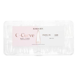 Kiara Sky C Curve XXL Estuche para puntas de uñas (500 puntas en 10 tamaños) (Stiletto Clear)