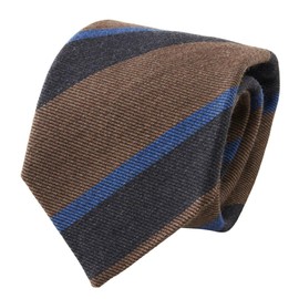 Ojier Men's Necktie, Wool Tie, Wool, Silk, Silk Blend, Wool, Made in Japan, Regimental Cashwool by Zegna Balfa, 203: Brown