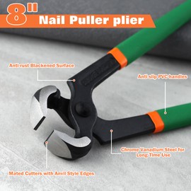 LEONTOOL End Cutting Pliers 8 Inches Nail Puller Plier Carpenter Pincer with PVC Handle, Stiletto Remove Pliers for Women Wire Cutting Pliers Nail Pulling Pliers Nail Puller Tool for Shoe Heel Repair