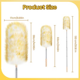 Lambswool Extendable Dusters for Cleaning 130 cm Long Handled Duster with Stainless Steel Extension Pole Long Feather Dusters for Home, Office, Car Cleaning