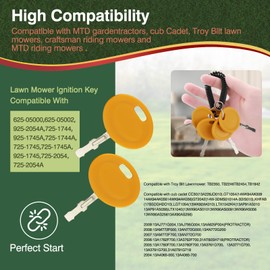 AOLKKSI 6PCS Ignition Keys 925-2054A 925-1745A 925-1744A 625-05000 625-05002 725-1745 725-2054 Replacement for Cub Ca-det MTD Troy Bilt Lawn Mower Craftsman MTD Riding Mower, Spare Keys