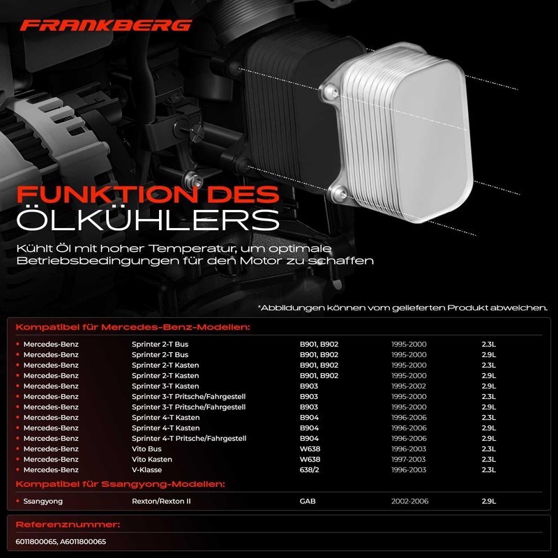 Frankberg Oil cooler Compatible with Sprinter 2-T B901 B902 3-T