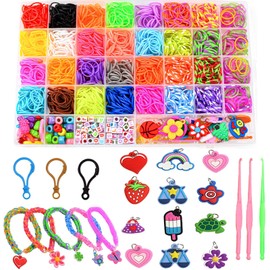 WeiRenLuan 2500+ Loom Bands Set, 32 Colours Colourful Rubber Bands Kit for Bracelets, Loom Bands Set for Bracelets, DIY Bracelets, Loom Rubber Bands Kit for Children Girls Boys