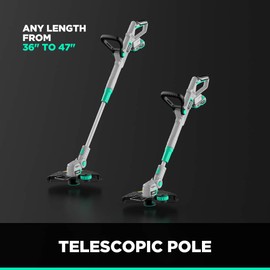 Litheli Cordless String Trimmer 12 Inch, 20V Battery Grass Trimmer / Wheeled Edger, 2-in-1 Weed Wacker with Auto Line Feed for Lawn Trimming / Edging, with 2.0Ah Battery and Charger Included