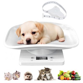Digital Pet Scale with Tape Measure, Small Animal Scale with LCD Display, Multifunction Kitchen Food Scale, Electronic Puppy Weight Tracking Scale for Kitten, Hamster, Hedgehog, Reptile, Newborn Pet
