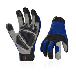 Vgo... 3 Pairs of Work Gloves Made of Spandex, Synthetic and Faux Leather, Extra Palm Layers for Warehouse, Crafts and Mechanics Work (SL7621)
