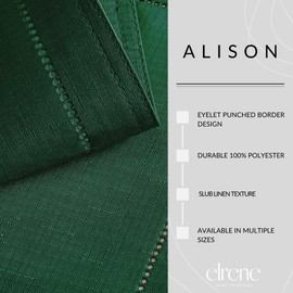 Elrene Home Fashions Alison Eyelet Border Design Wrinkle Resistant Fabric Tablecloth, 52"x70" Rectangle, Forest